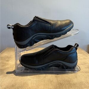 Merrell Black Slip-On Loafers with Textured Design